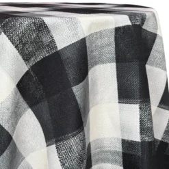 Abstract Plaid (Slub Print) Table Linen in Black