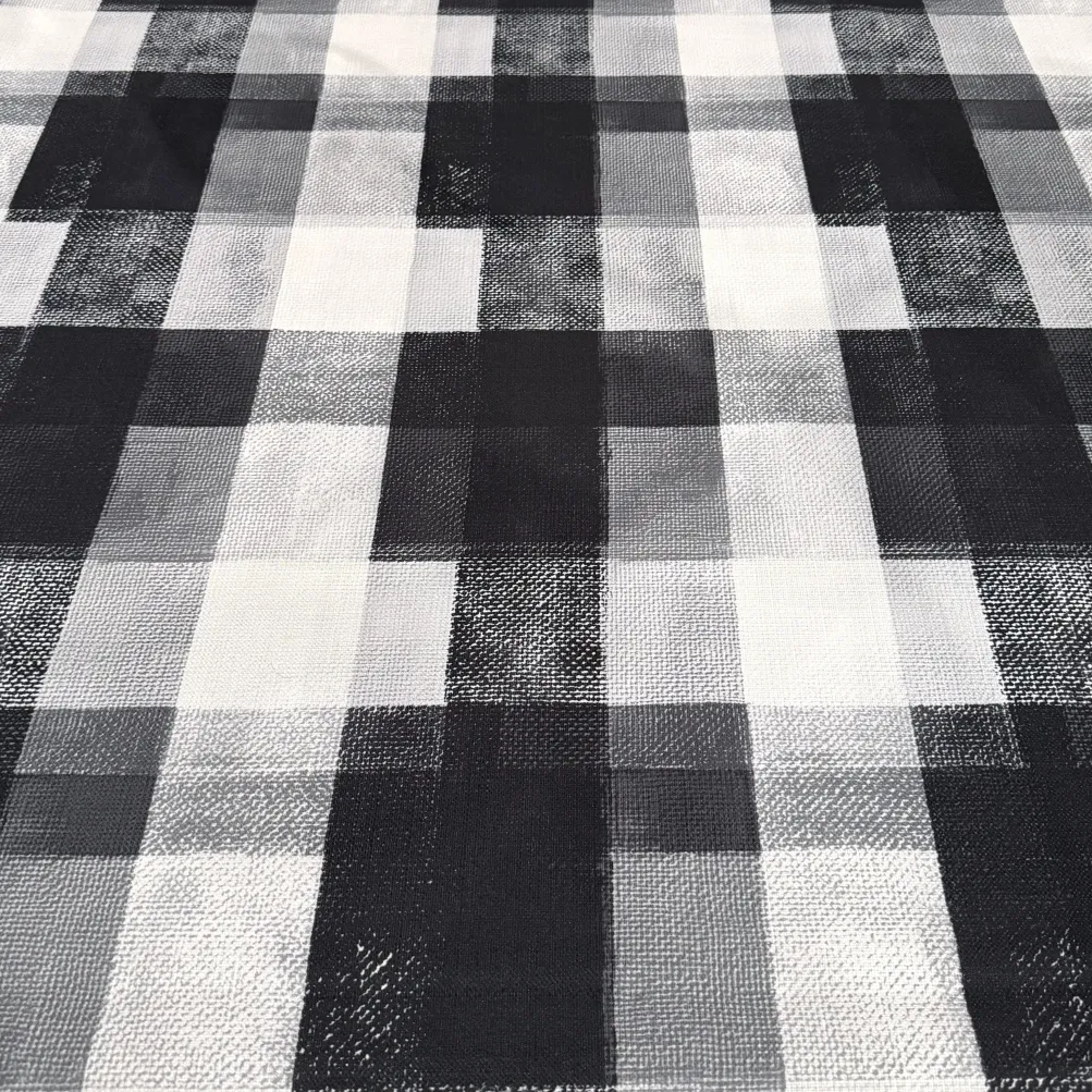 Abstract Plaid (Slub Print) Table Linen in Black