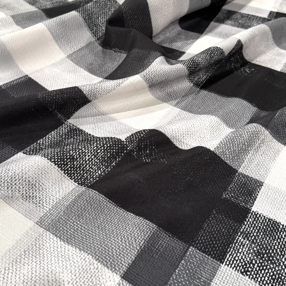 Abstract Plaid (Slub Print) Table Linen in Black