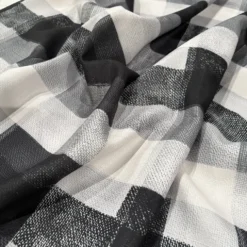 Abstract Plaid (Slub Print) Table Linen in Black