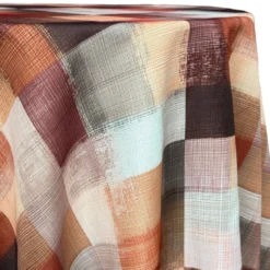 Abstract Plaid (Slub Print) Table Linen in Rust