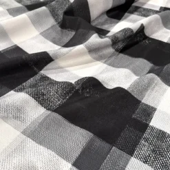 Abstract Plaid (Slub Print) Table Runner in Black