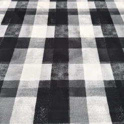 Abstract Plaid (Slub Print) Table Runner in Black