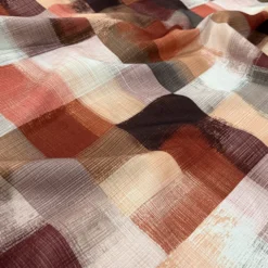 Abstract Plaid (Slub Print) Table Runner in Rust
