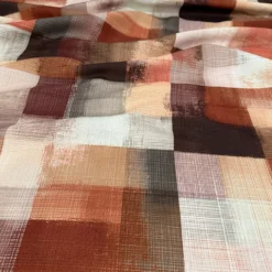 Abstract Plaid (Slub Print) Table Runner in Rust