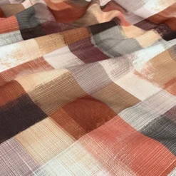 Abstract Plaid (Slub Print) Table Runner in Rust