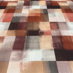Abstract Plaid (Slub Print) Table Napkin in Rust