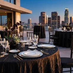 Accordion Taffeta Table Linen in Black