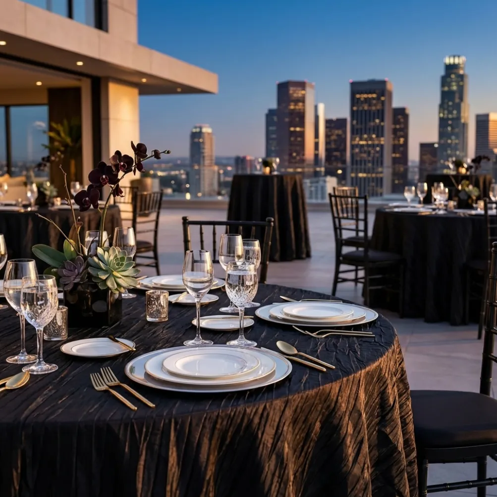 Accordion Taffeta Table Linen in Black
