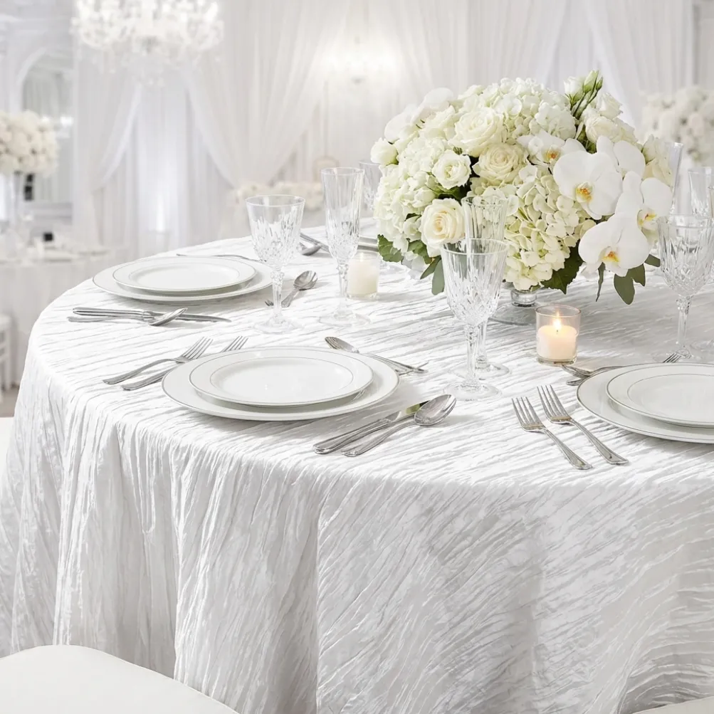 Accordion Taffeta Table Linen in White