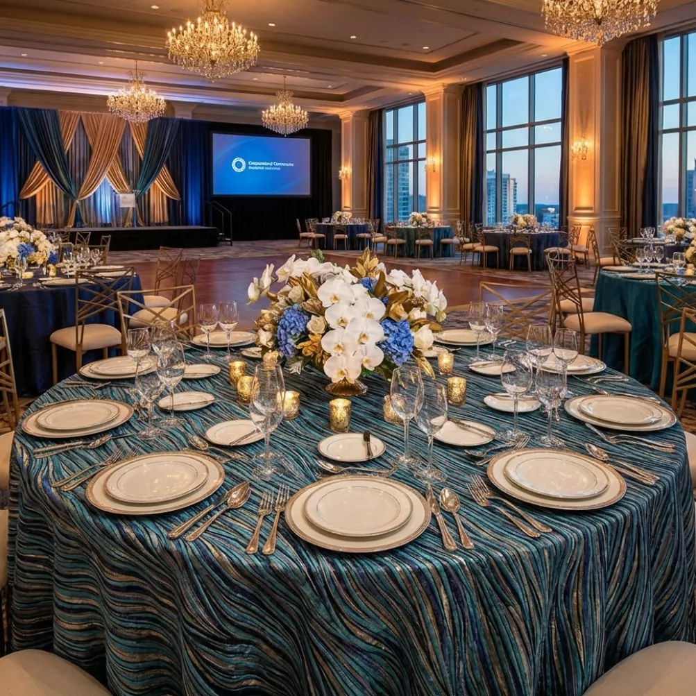 Allure Jacquard Table Linen in Blue