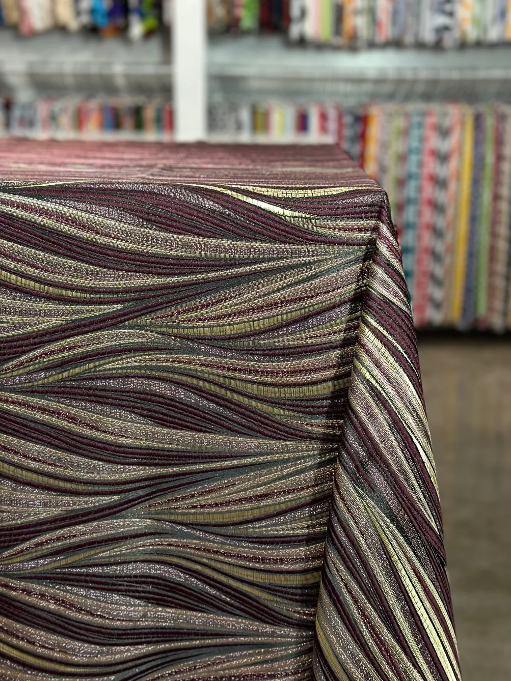 Allure Jacquard Table Linen in Burgundy