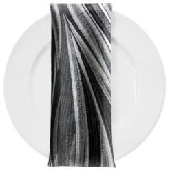 Allure Jacquard Table Napkin in Black and Silver