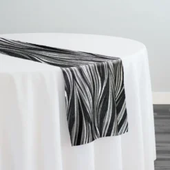 Allure Jacquard Table Runner in Black and Silver