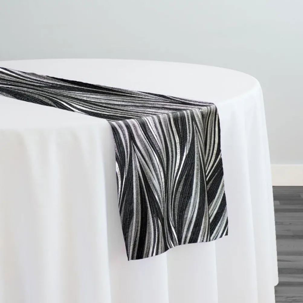 Allure Jacquard Table Runner in Black and Silver