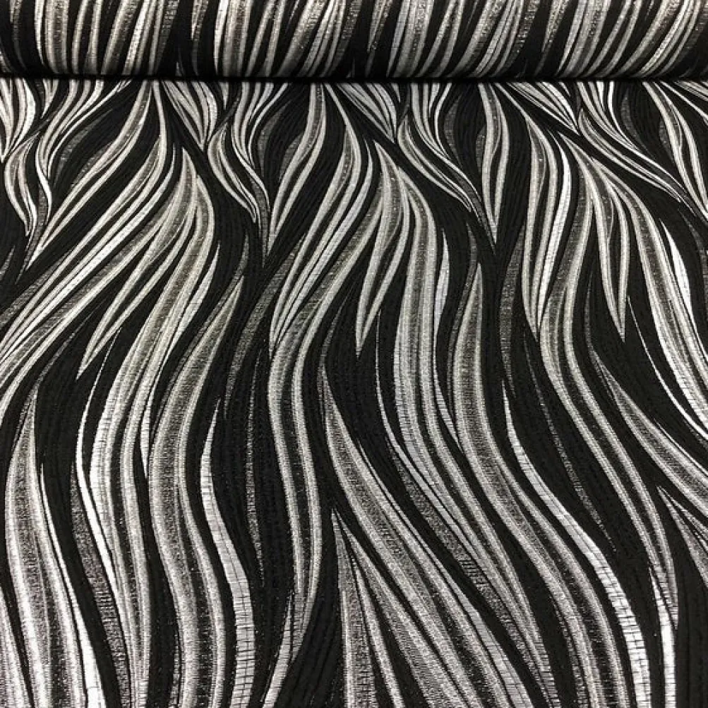 Allure Jacquard Table Runner in Black and Silver