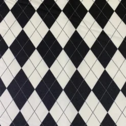 Argyle (Poly Print) Table Linen in Black and White