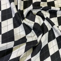 Argyle (Poly Print) Table Linen in Black and White