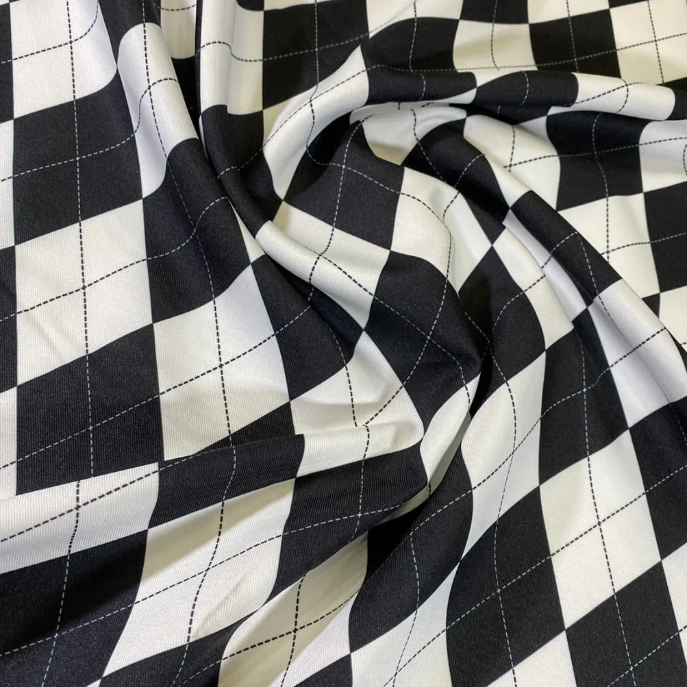 Argyle (Poly Print) Table Linen in Black and White