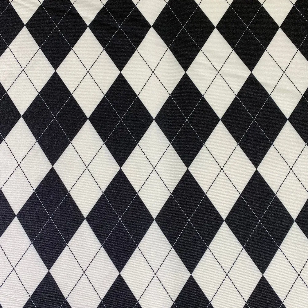 Argyle (Poly Print) Table Runner in Black and White