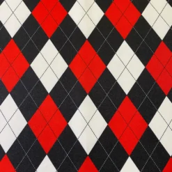 Argyle (Poly Print) Table Runner in Red Black and White