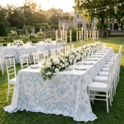 Artistry Bloom (Slub Print) Table Linen in Lt Blue