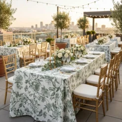 Artistry Bloom (Slub Print) Table Linen in Willow Green