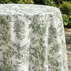Artistry Bloom (Slub Print) Table Linen in Willow Green