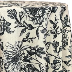Artistry Bloom (Slub Print) Table Linen in Taupe / Black