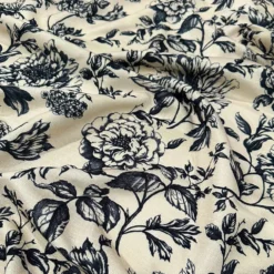 Artistry Bloom (Slub Print) Table Linen in Taupe / Black
