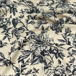 Artistry Bloom (Slub Print) Table Linen in Taupe / Black