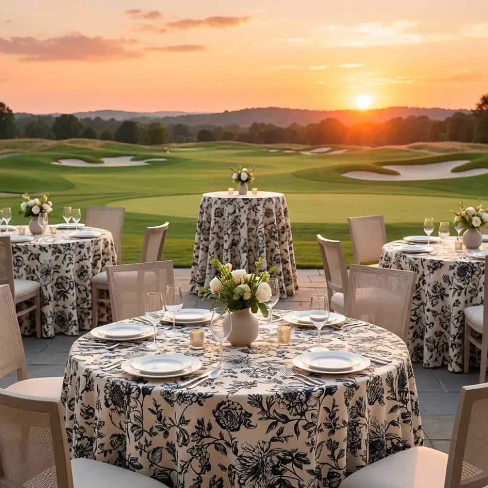 Artistry Bloom (Slub Print) Table Linen in Taupe / Black