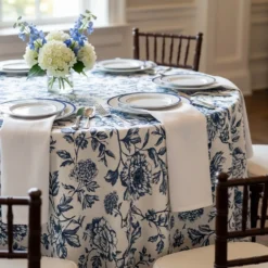 Artistry Bloom (Slub Print) Table Linen in Navy