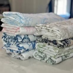 Artistry Bloom (Slub Print) Table Runner in Lt Blue
