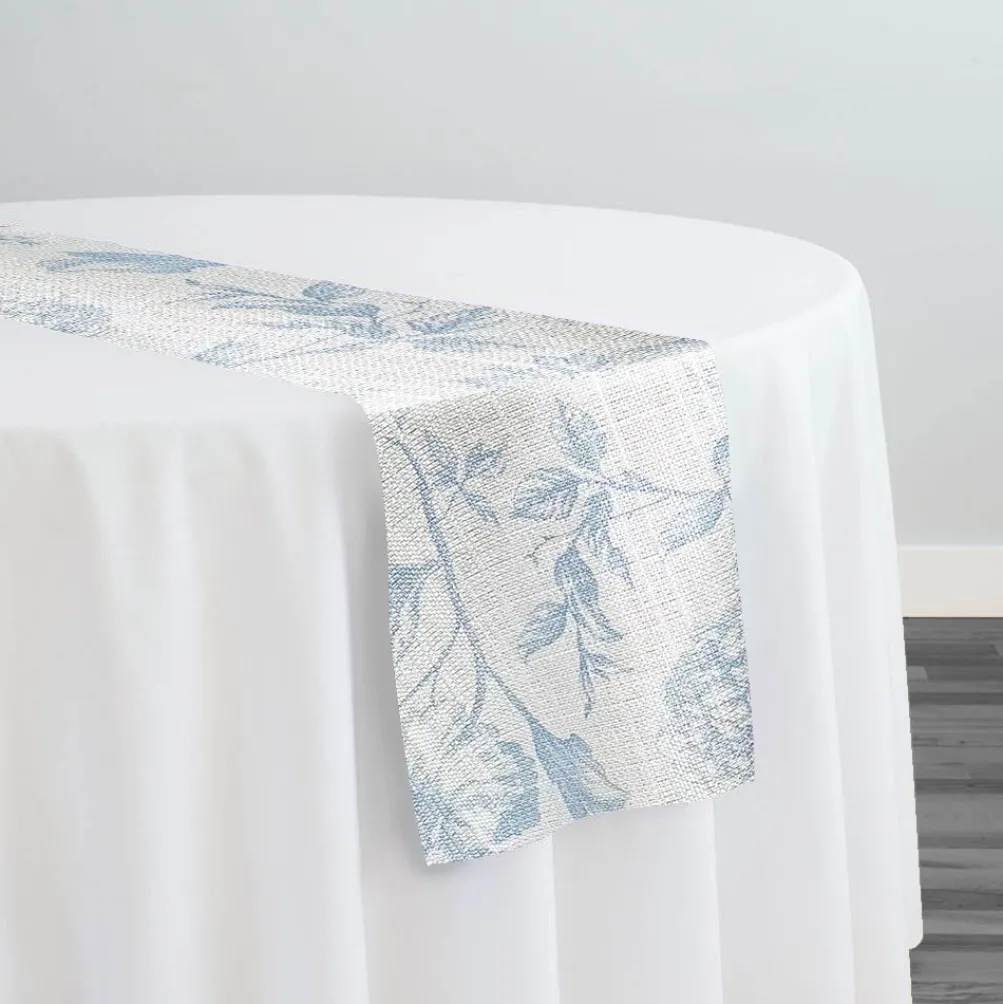 Artistry Bloom (Slub Print) Table Runner in Lt Blue