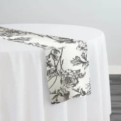Artistry Bloom (Slub Print) Table Runner in Grey