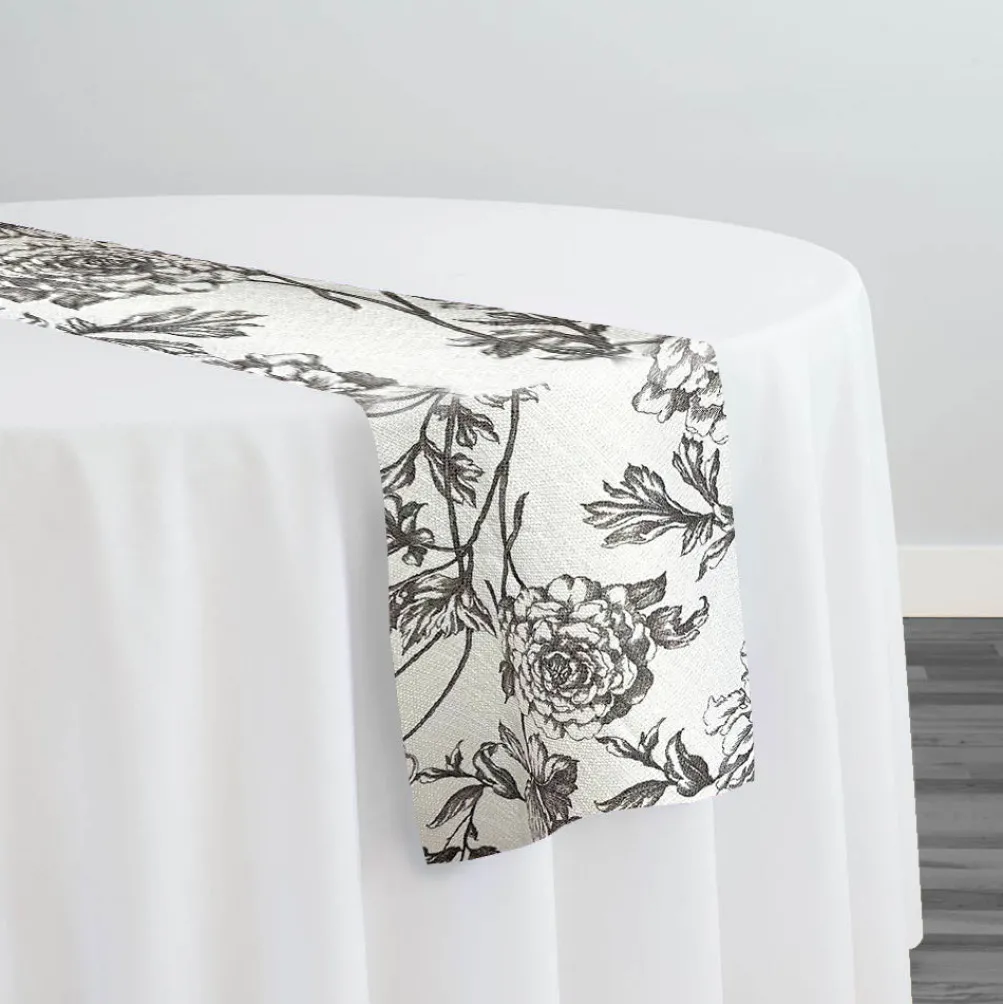 Artistry Bloom (Slub Print) Table Runner in Grey
