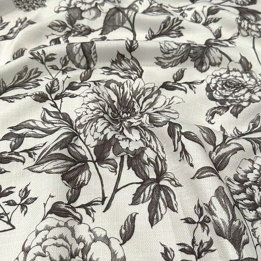 Artistry Bloom (Slub Print) Table Runner in Grey
