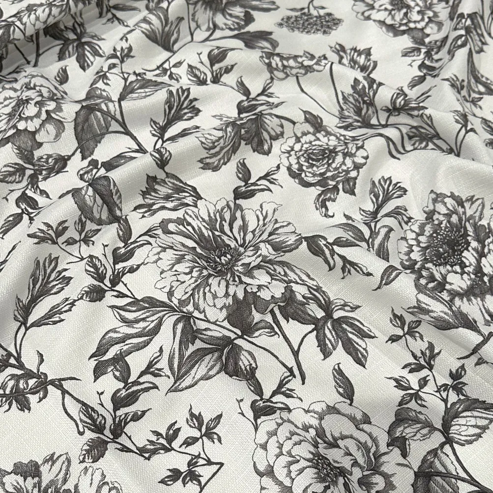 Artistry Bloom (Slub Print) Table Runner in Grey
