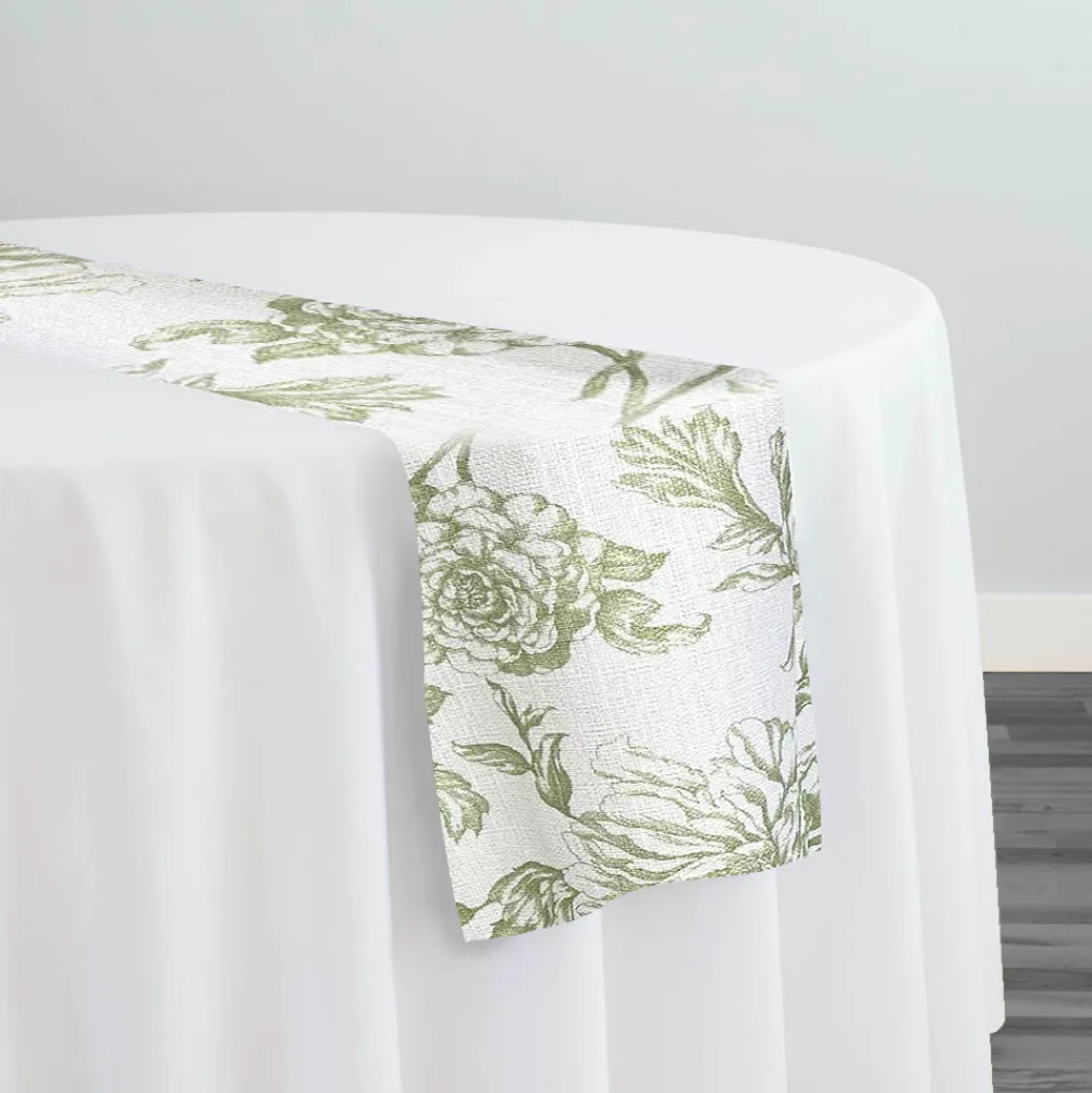 Artistry Bloom (Slub Print) Table Runner in Sage