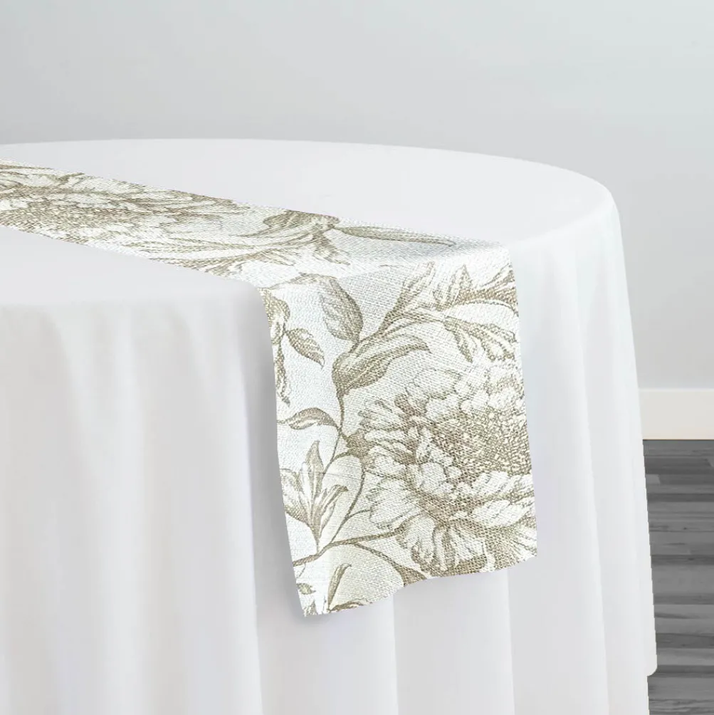 Artistry Bloom (Slub Print) Table Runner in Taupe