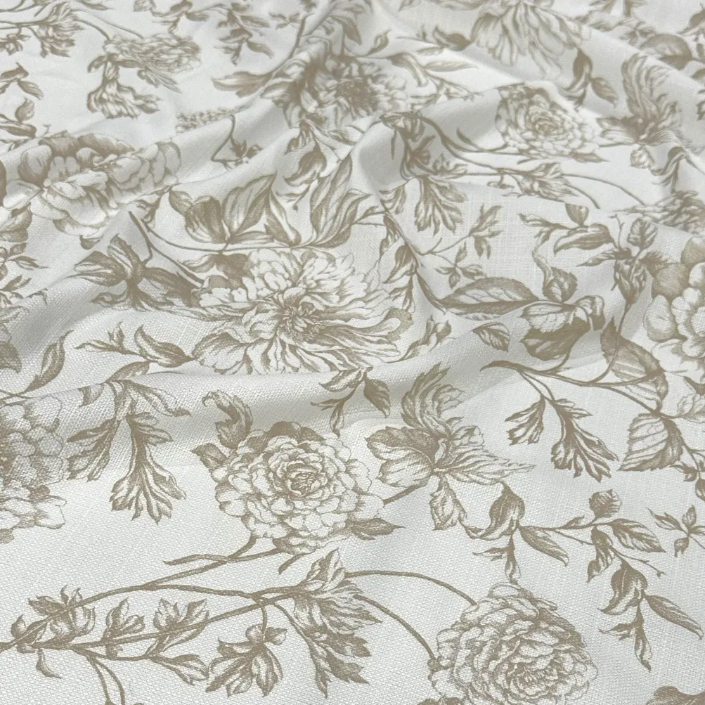 Artistry Bloom (Slub Print) Table Runner in Taupe