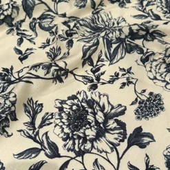 Artistry Bloom (Slub Print) Table Runner in Taupe / Black