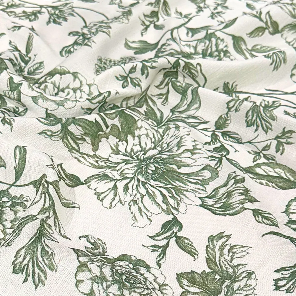 Artistry Bloom (Slub Print) Table Runner in Willow Green