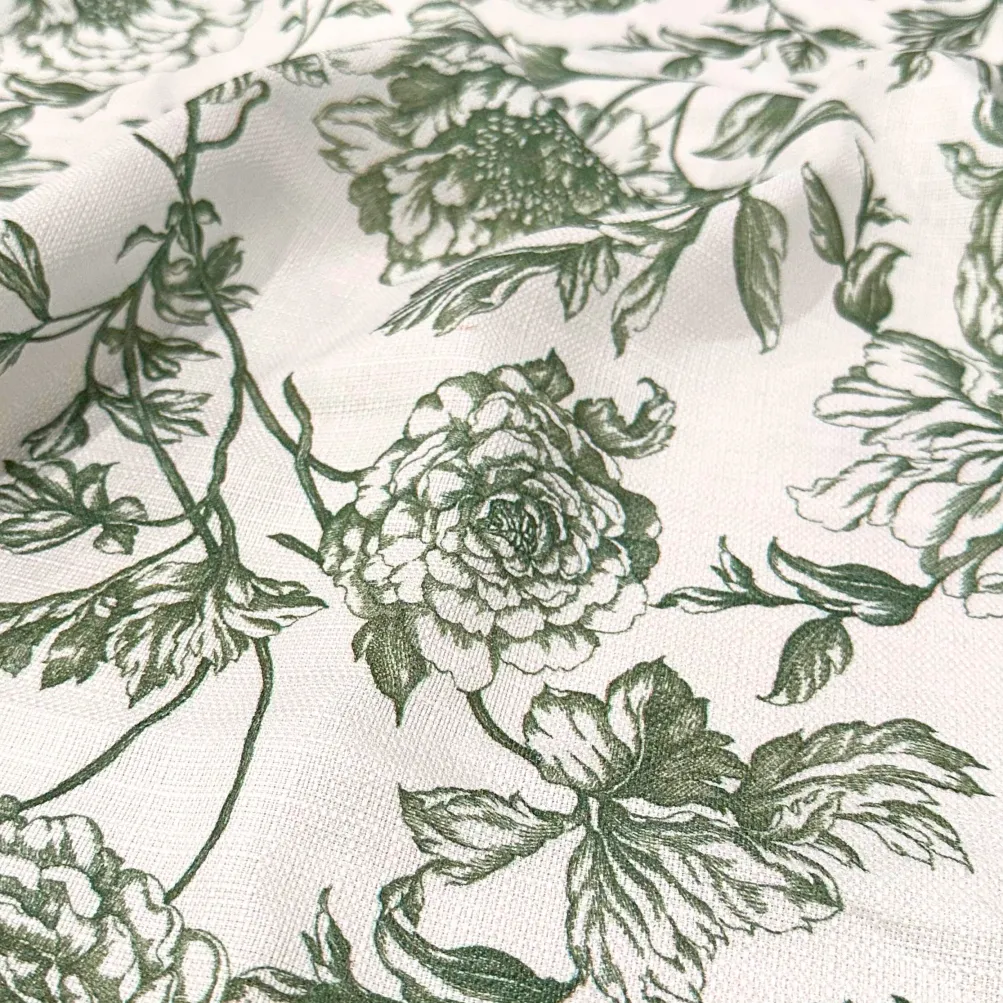 Artistry Bloom (Slub Print) Table Runner in Willow Green