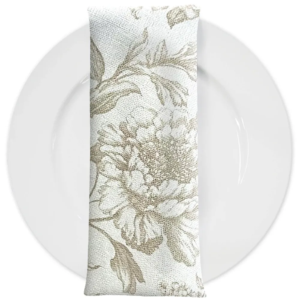 Artistry Bloom (Slub Print) Table Napkin in Taupe