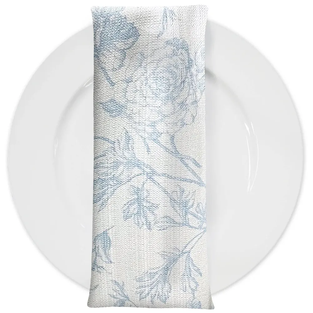 Artistry Bloom (Slub Print) Table Napkin in Lt Blue