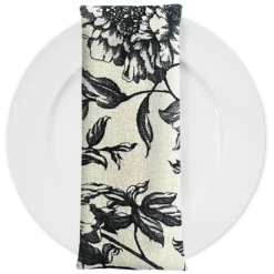 Artistry Bloom (Slub Print) Table Napkin in Taupe / Black
