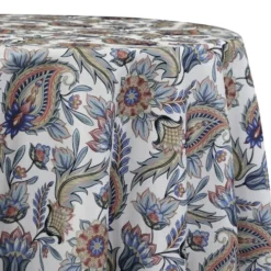 Asian Paisley (Dupioni) Table Linen in Teal