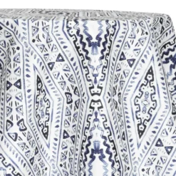 Aztec Print (Dupioni) Table Linen in Steel Blue